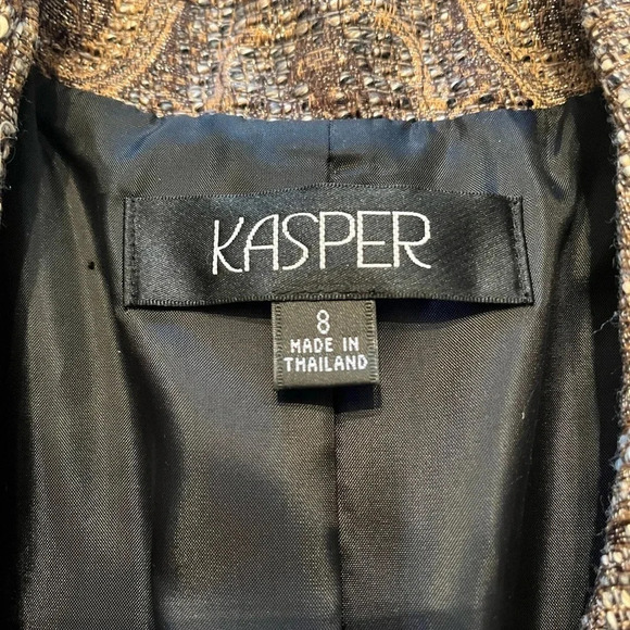 Kasper Vintage Light Brown & Light Tan W A Tint Of Gold  SZ 8 Blazer - Picture 12 of 13